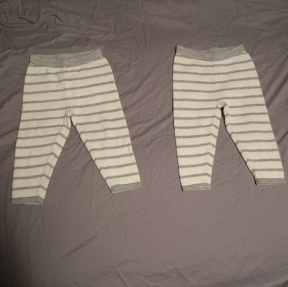 Janie and Jack Striped Gray and White Sweater Pants (6-12 months)